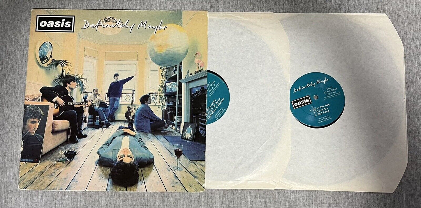 OASIS DEFINITELY MAYBE UK 1ST PRESS 2 X 12" VINYL LP DAMONT CRELP169 1994 RARE